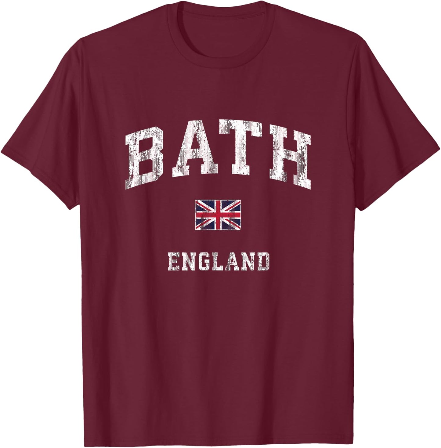 Bath England Vintage Athletic Sports Design T-Shirt - T-Shirt | Maroon
