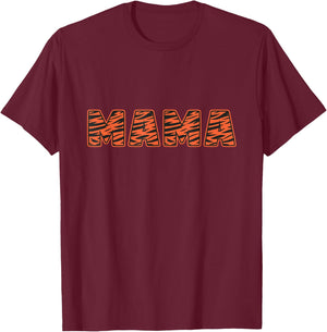 Mama Tiger Pattern Tiger Mother Template T-Shirt - T-Shirt | Maroon