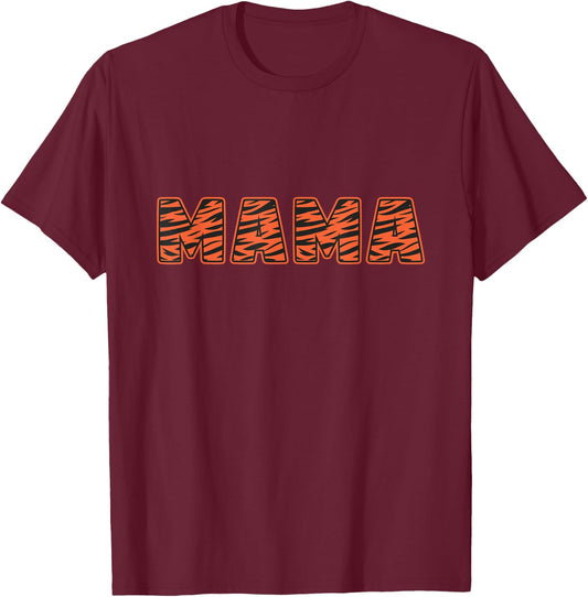 Mama Tiger Pattern Tiger Mother Template T-Shirt - T-Shirt | Maroon