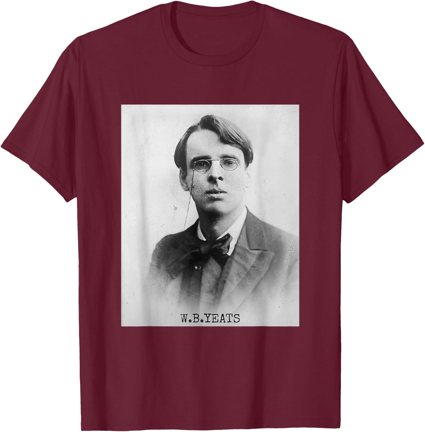 William Butler Yeats Irish Poet Portrait T-Shirt - T-Shirt | Maroon
