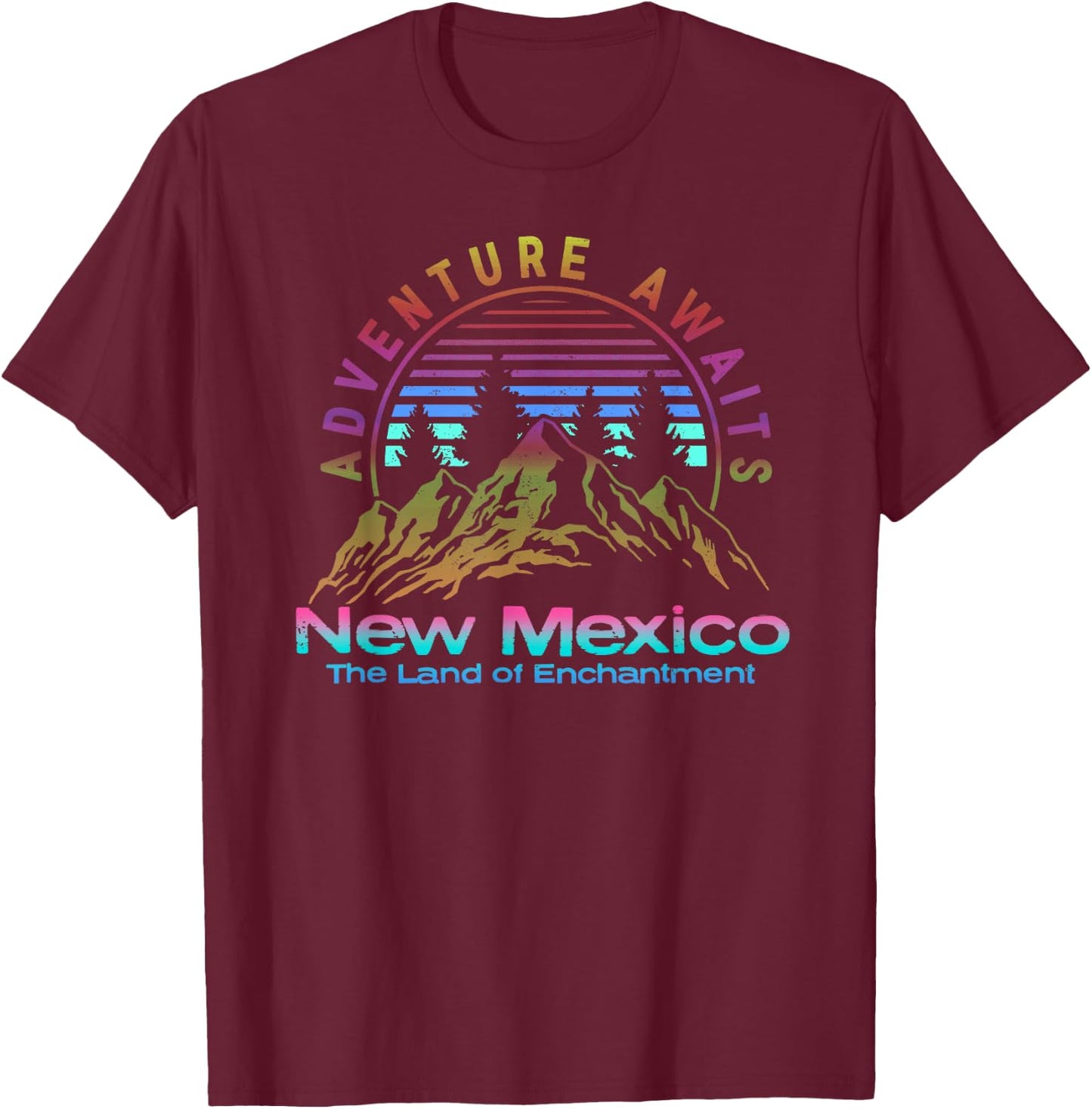 New Mexico State Retro Vintage Outdoors & NM Mountains T-Shirt - T-Shirt | Maroon