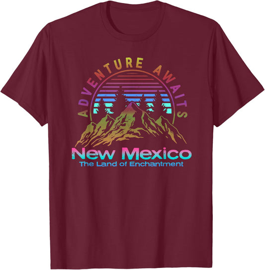 New Mexico State Retro Vintage Outdoors & NM Mountains T-Shirt - T-Shirt | Maroon