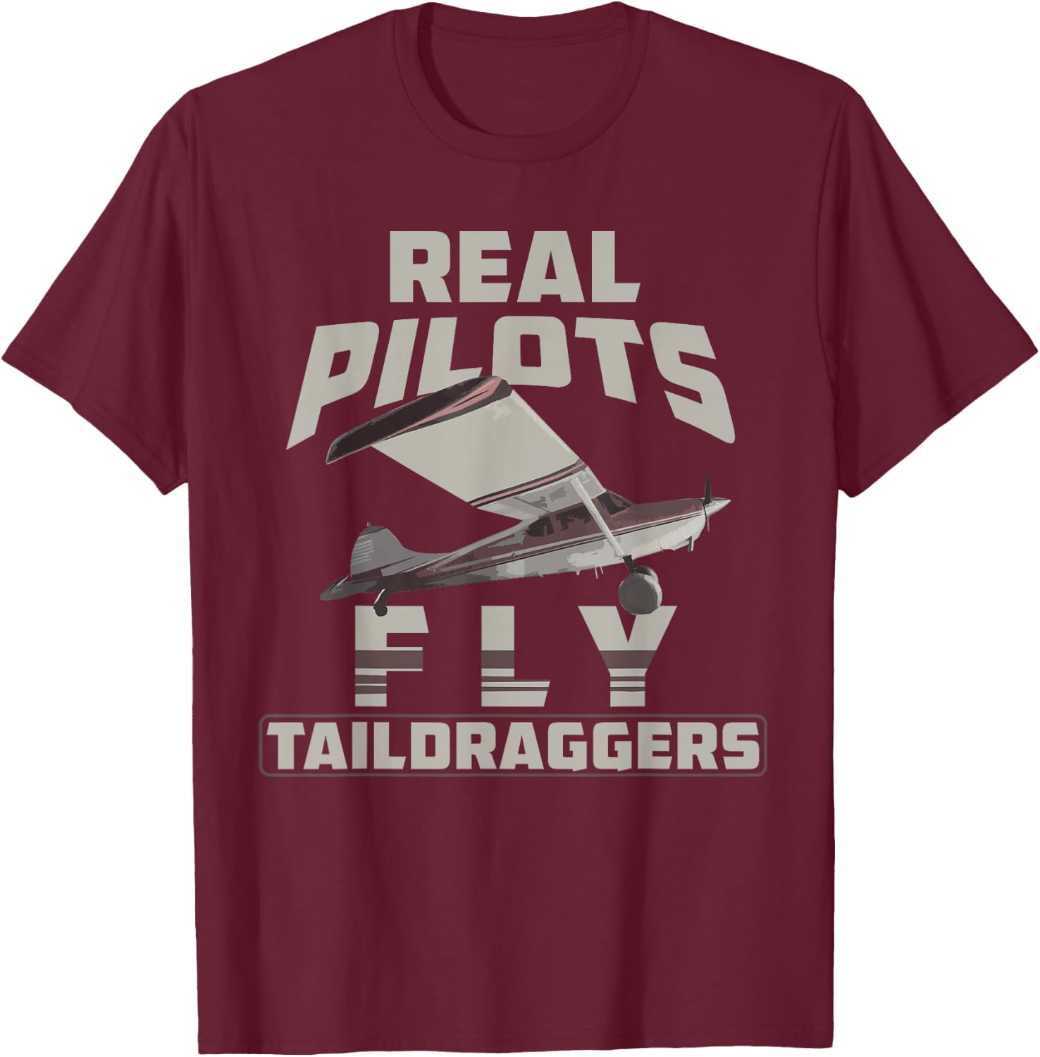 Real Pilots Fly Taildraggers Funny Vintage Airplane T-Shirt - T-Shirt | Maroon