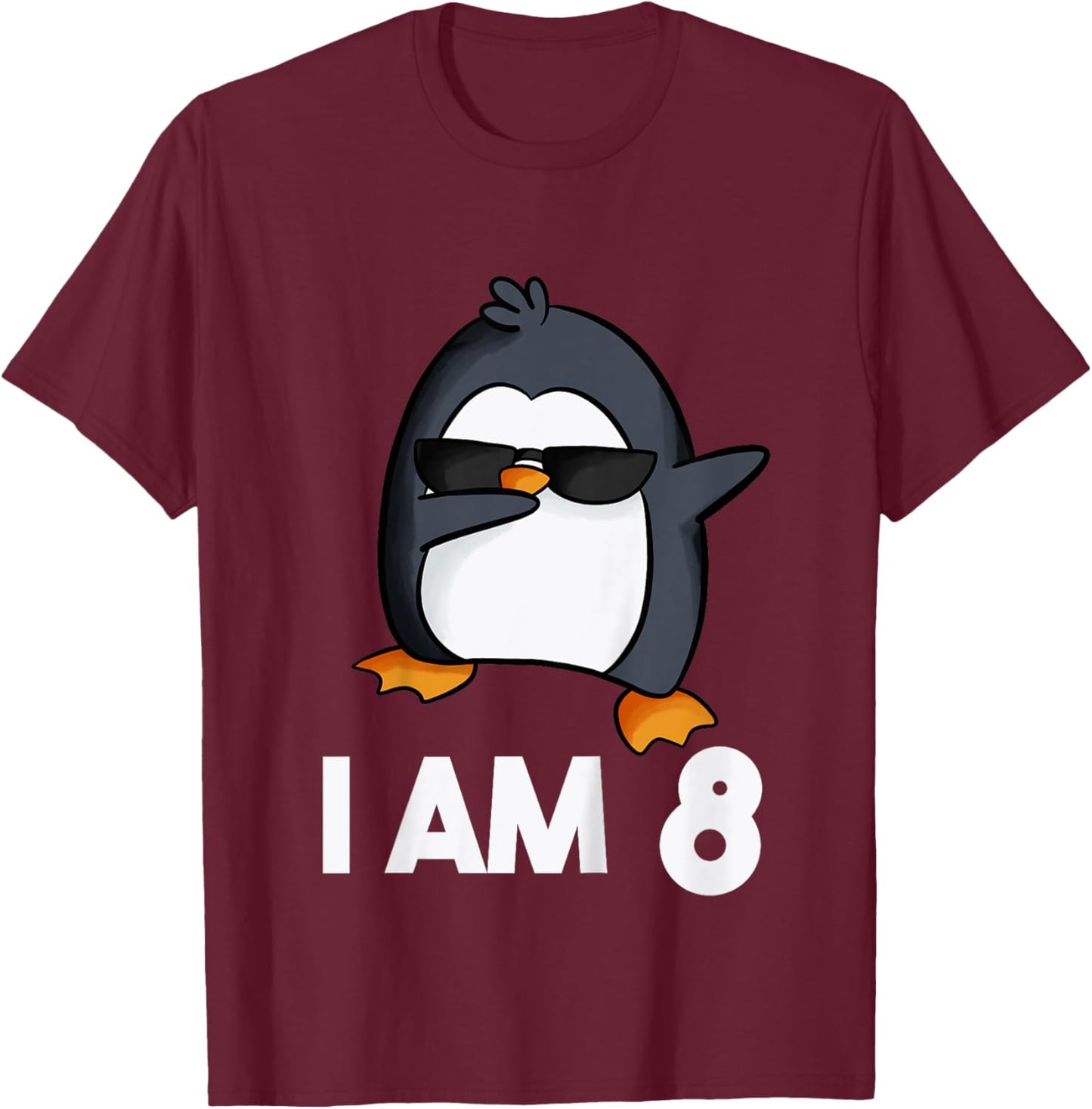 Penguin Birthday Shirt 8 Years Old Birthday Outfit Kids T-Shirt - T-Shirt | Maroon