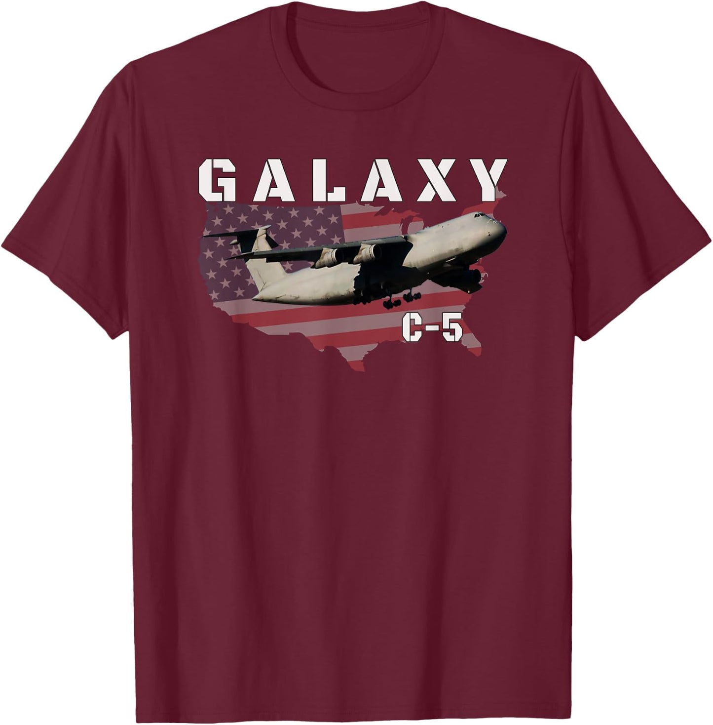 C-5 Galaxy Strategic Military Transport Aircraft Aviation T-Shirt - T-Shirt | Maroon
