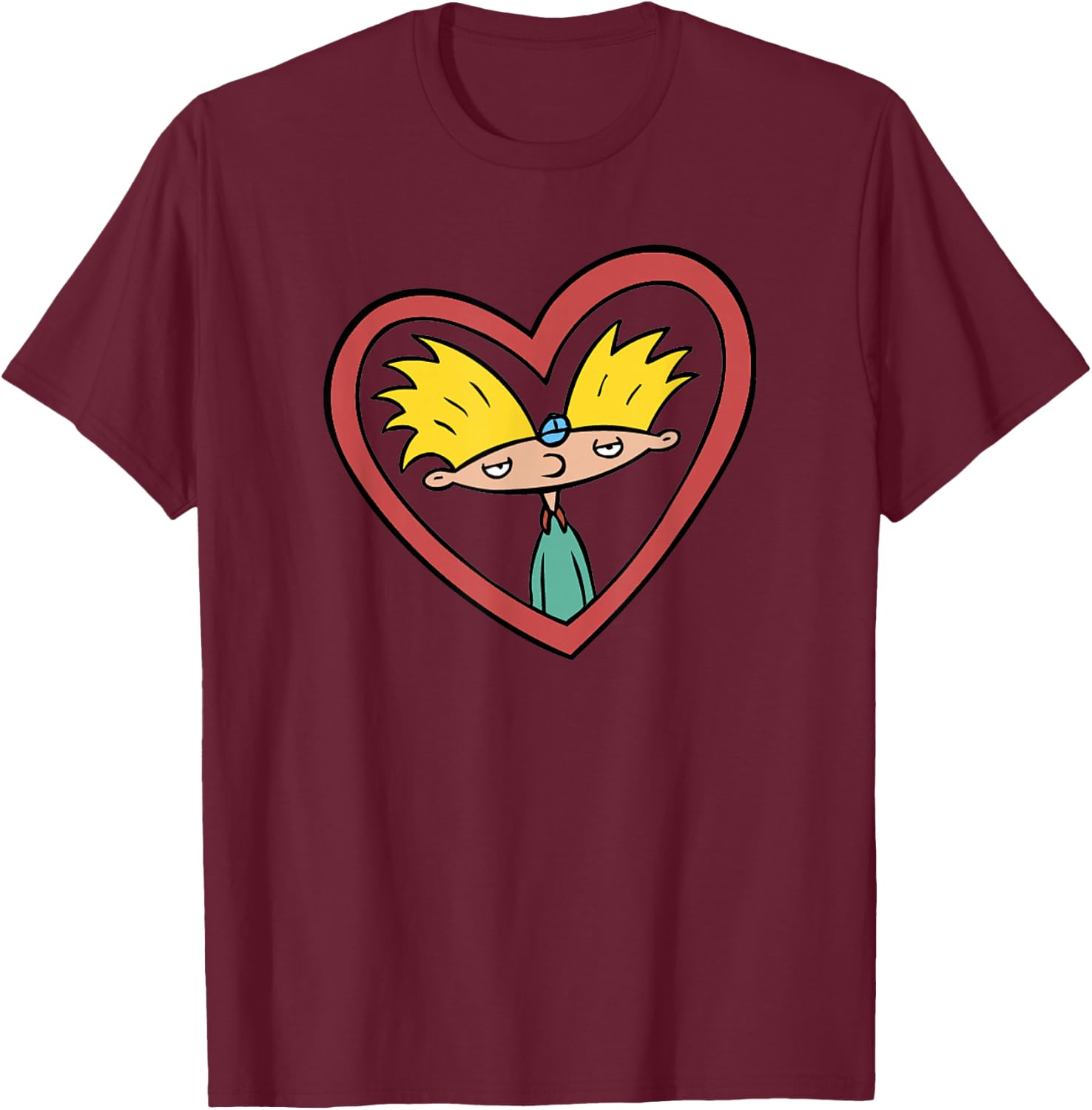 Hey Arnold! Red Heart Arnold T-Shirt - T-Shirt | Maroon