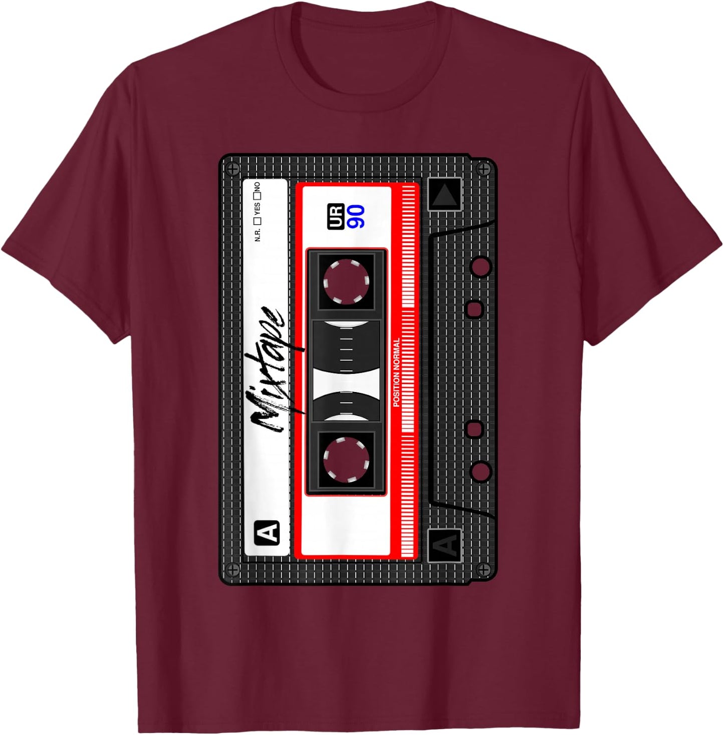 Cassette Tape Music Mix Audio 90s Party 80s Outfit Cassette T-Shirt - T-Shirt | Maroon