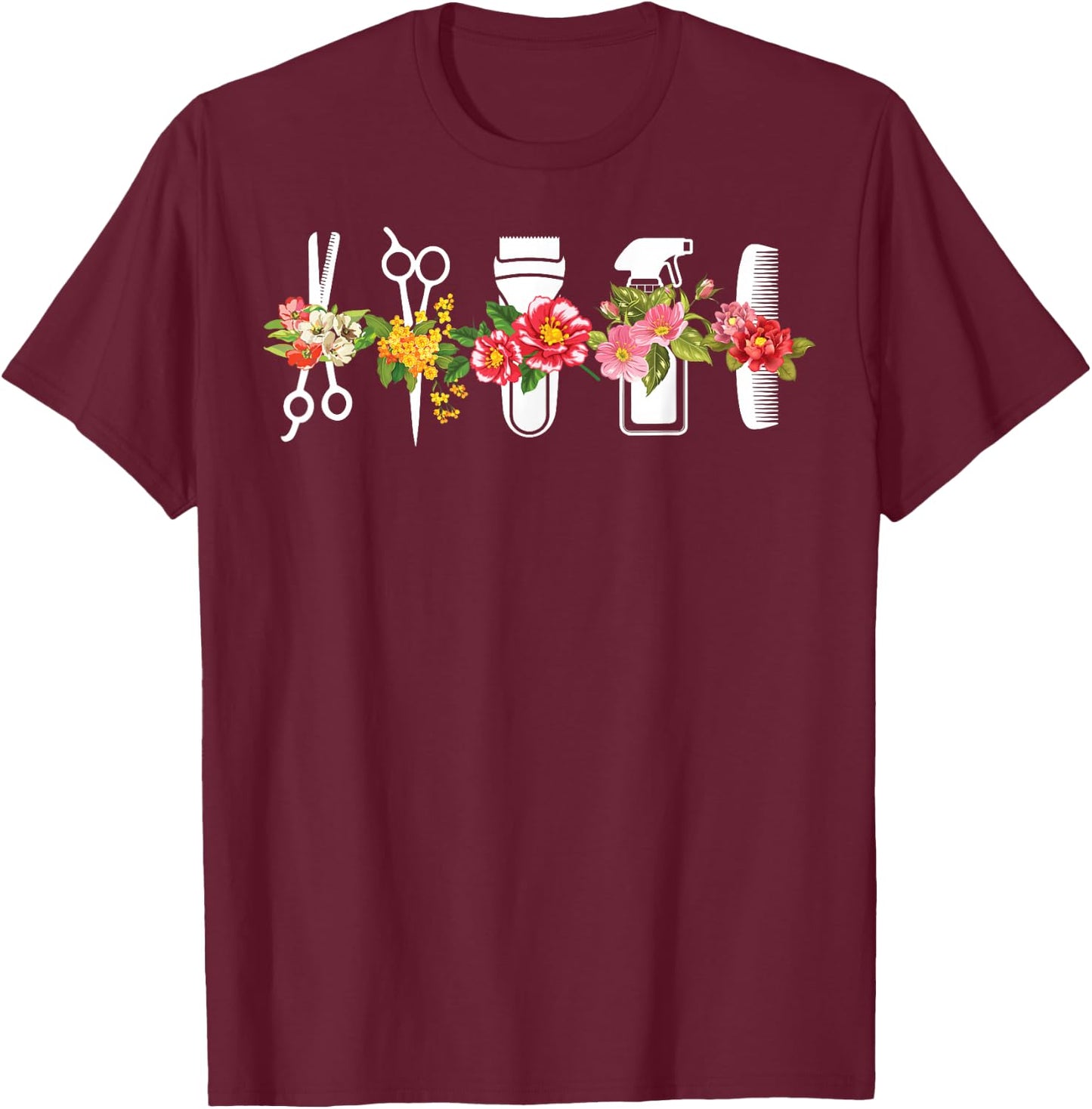 Funny Hair Stylist Tools Gift Hairdresser Women Barber Shop T-Shirt - T-Shirt | Maroon