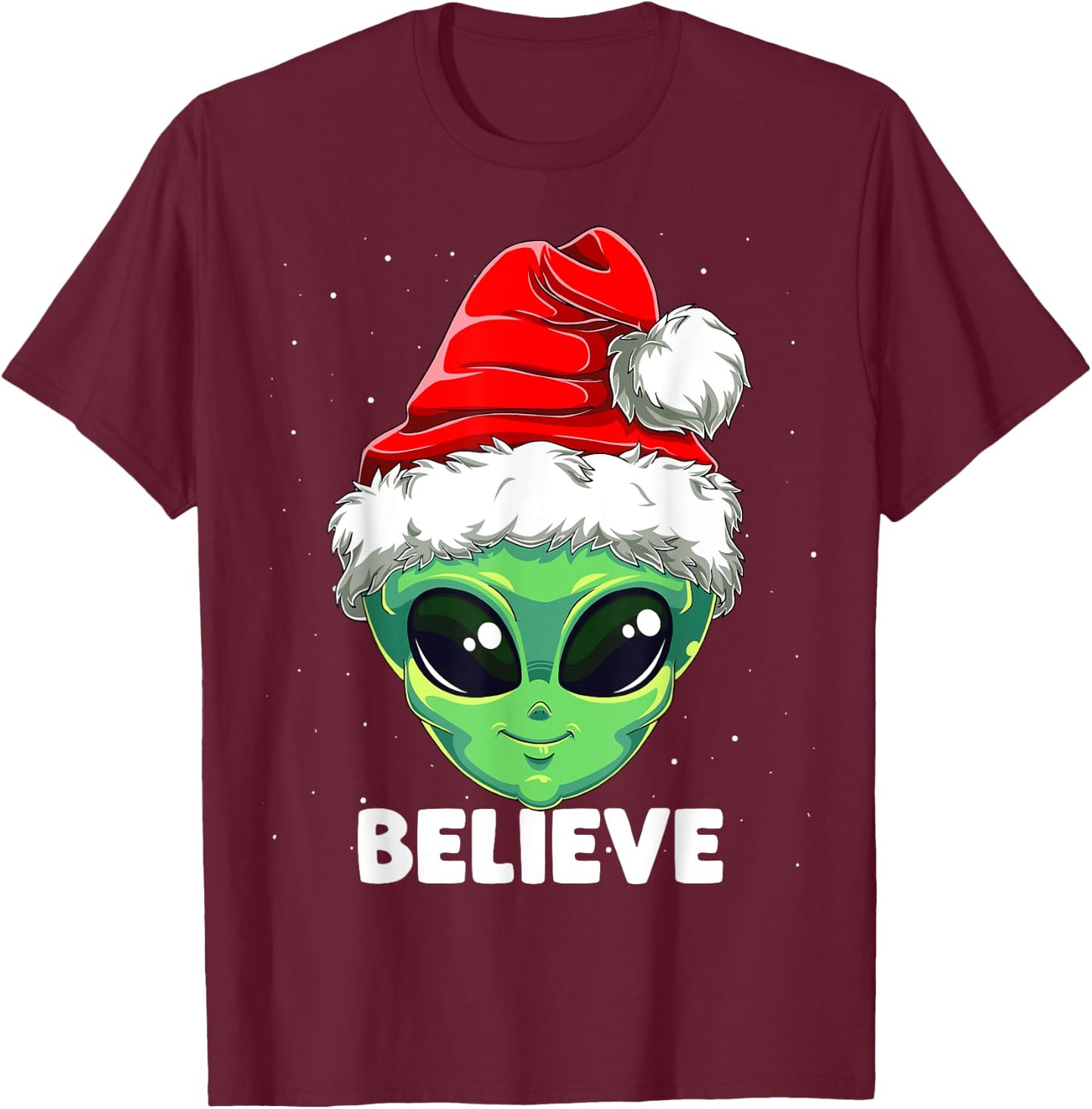Christmas Alien Santa Costume Funny UFO Santa Hat Xmas Kids T-Shirt - T-Shirt | Maroon