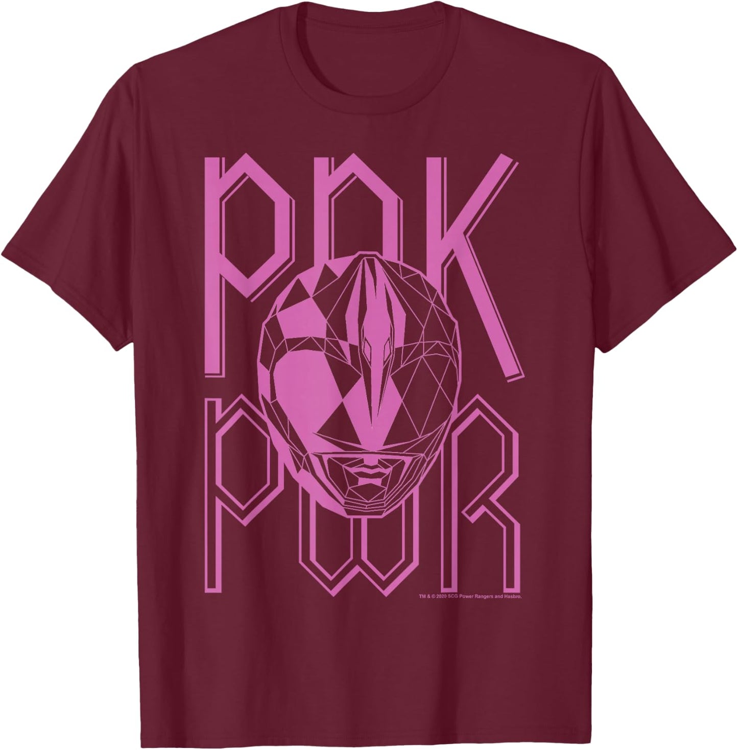 Power Rangers Pink Ranger Geometric Helmet Logo T-Shirt - T-Shirt | Maroon