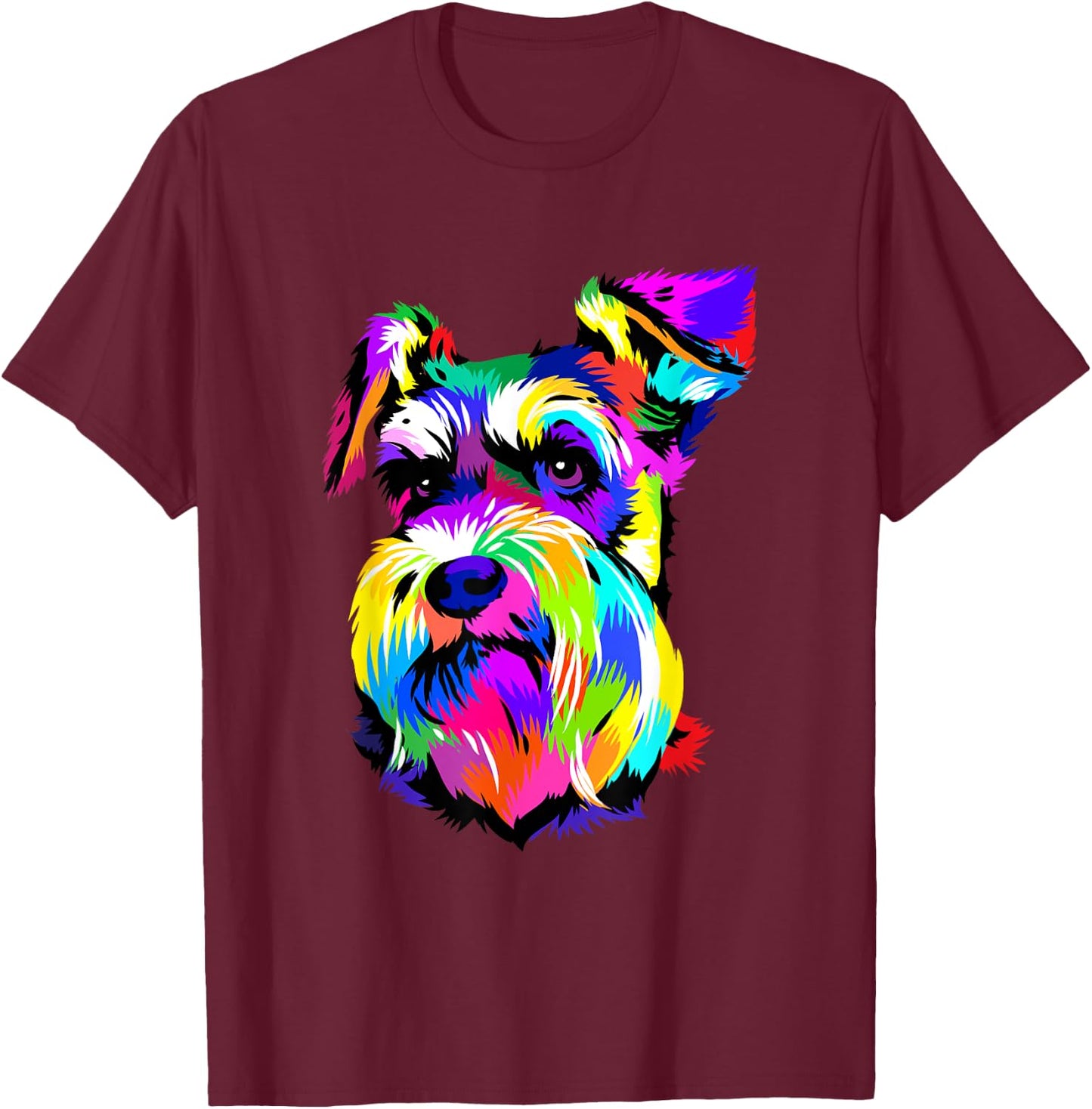 Miniature Schnauzer Pop Art Dog Mini Schnauzer Lover T-Shirt - T-Shirt | Maroon
