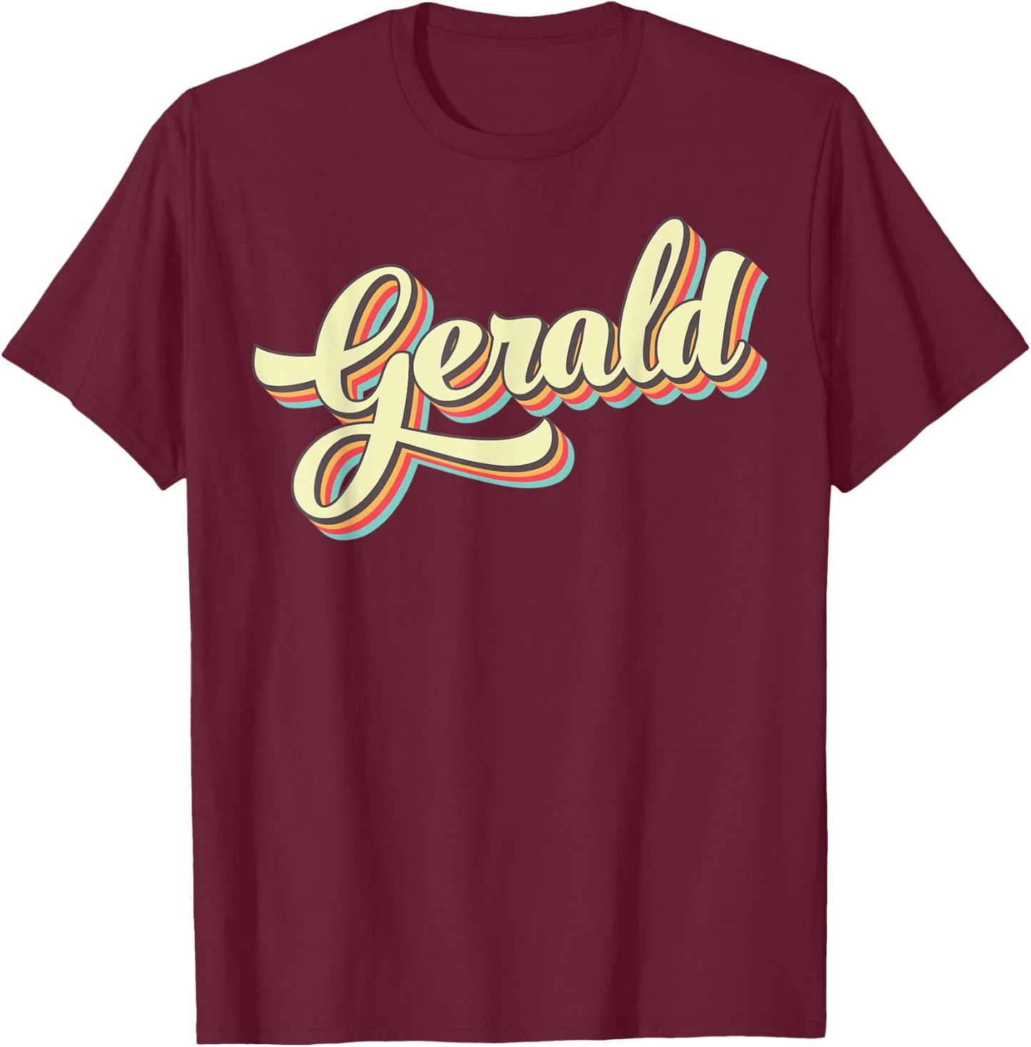 Gerald Retro Art Baseball Font Vintage T-Shirt - T-Shirt | Maroon