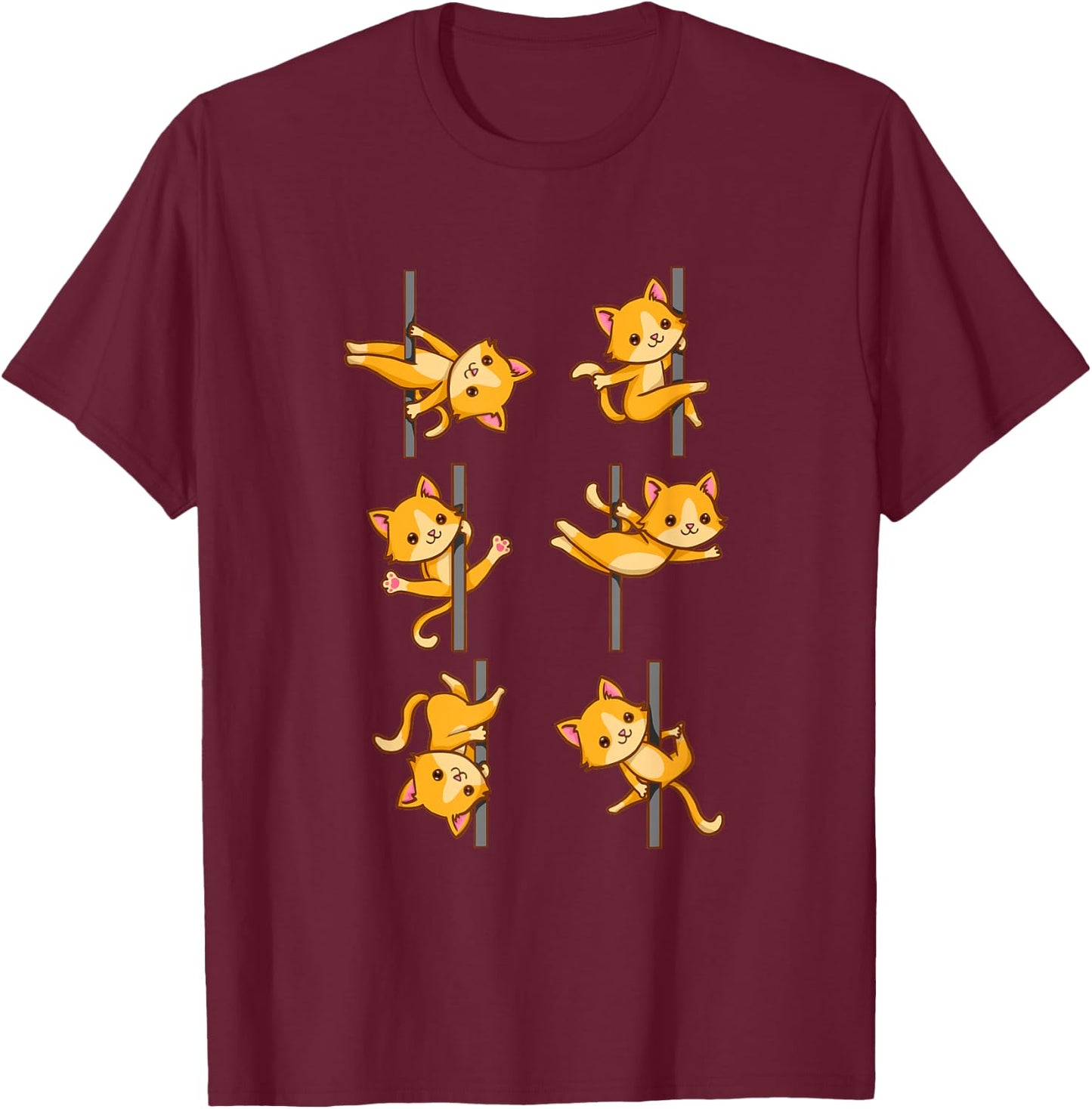 Cute Cats Pole Dancing Funny Pole Dancer T-Shirt - T-Shirt | Maroon