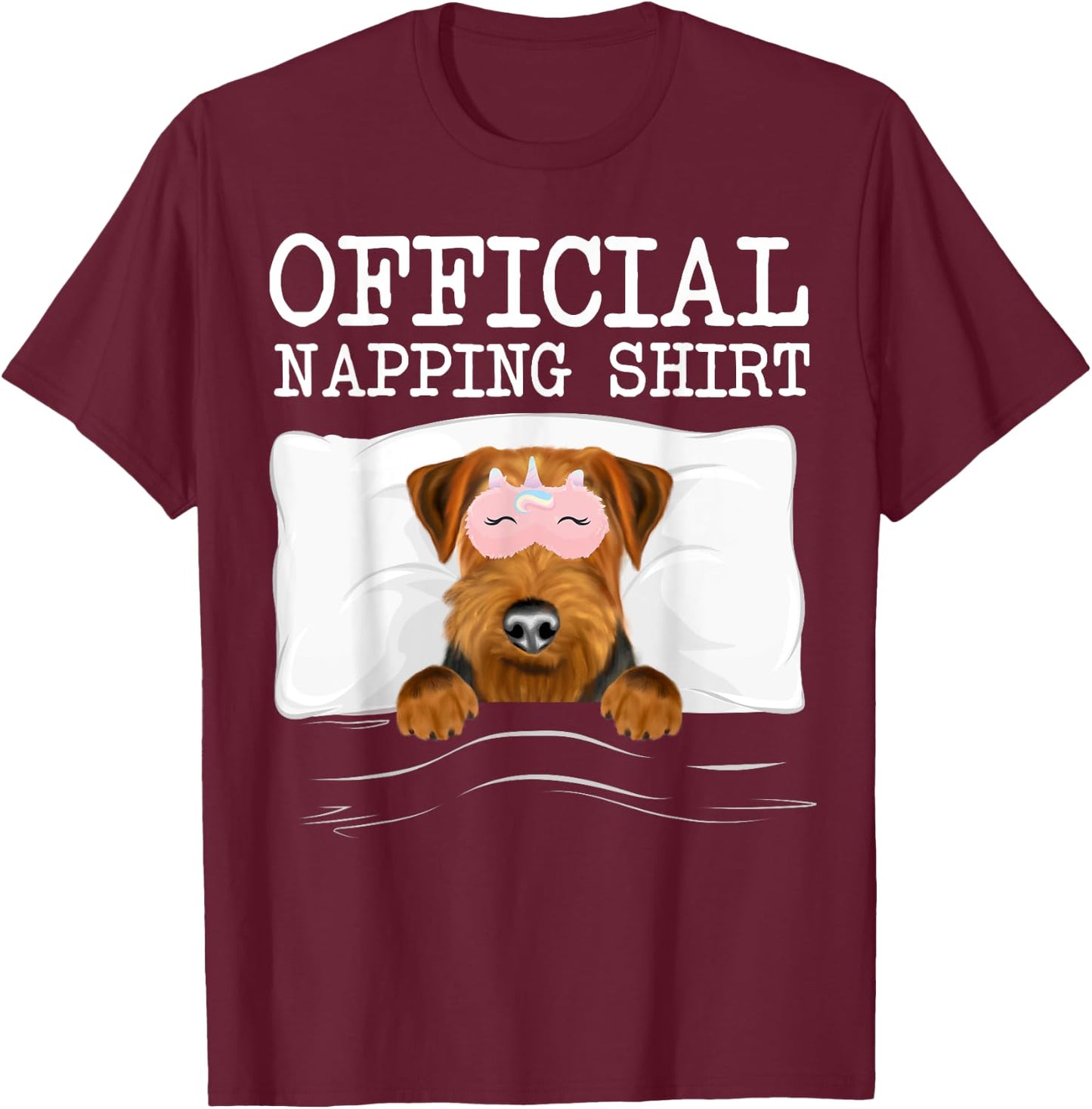 Official Napping Sleeping Welsh Terrier T-Shirt - T-Shirt | Maroon