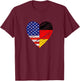 United States Germany Heart German Flag American Flag Heart T-Shirt - T-Shirt | Maroon
