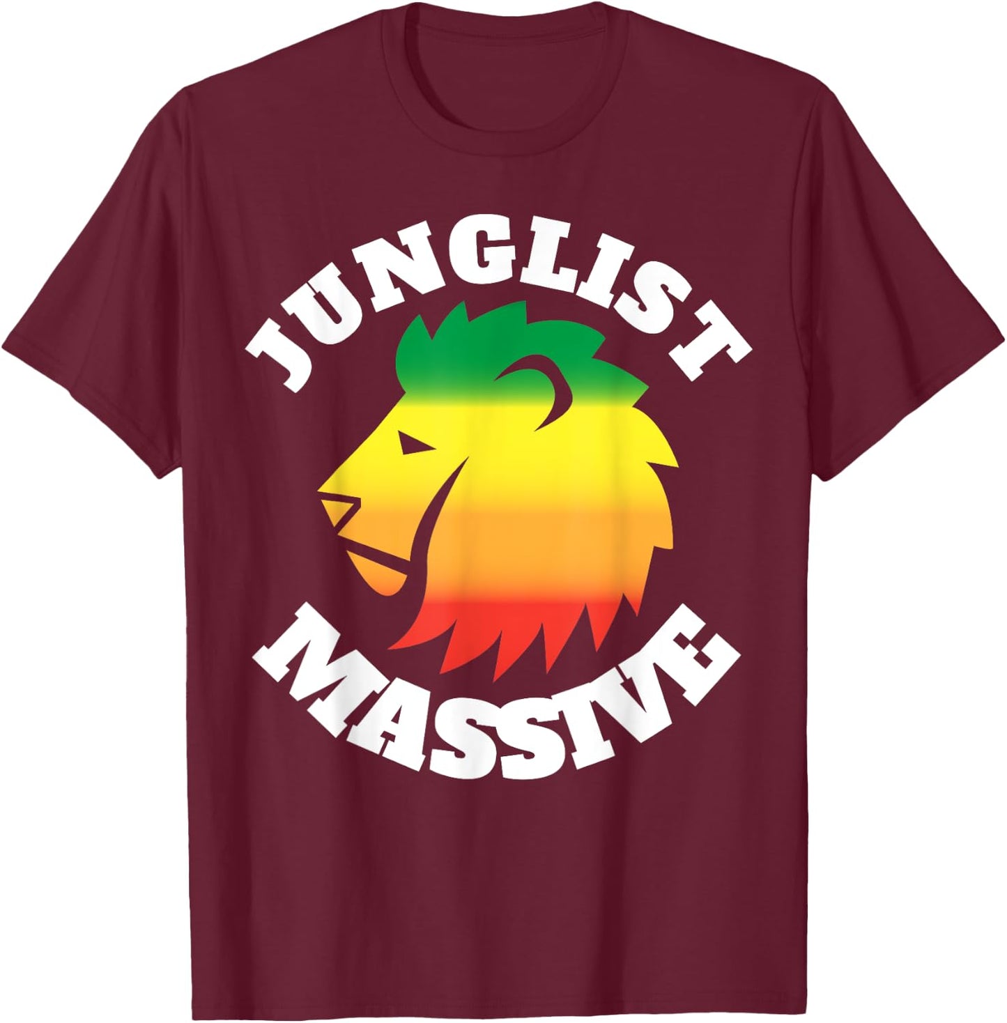 Junglist Massive Drum and Bass Lion T-Shirt - T-Shirt | Maroon