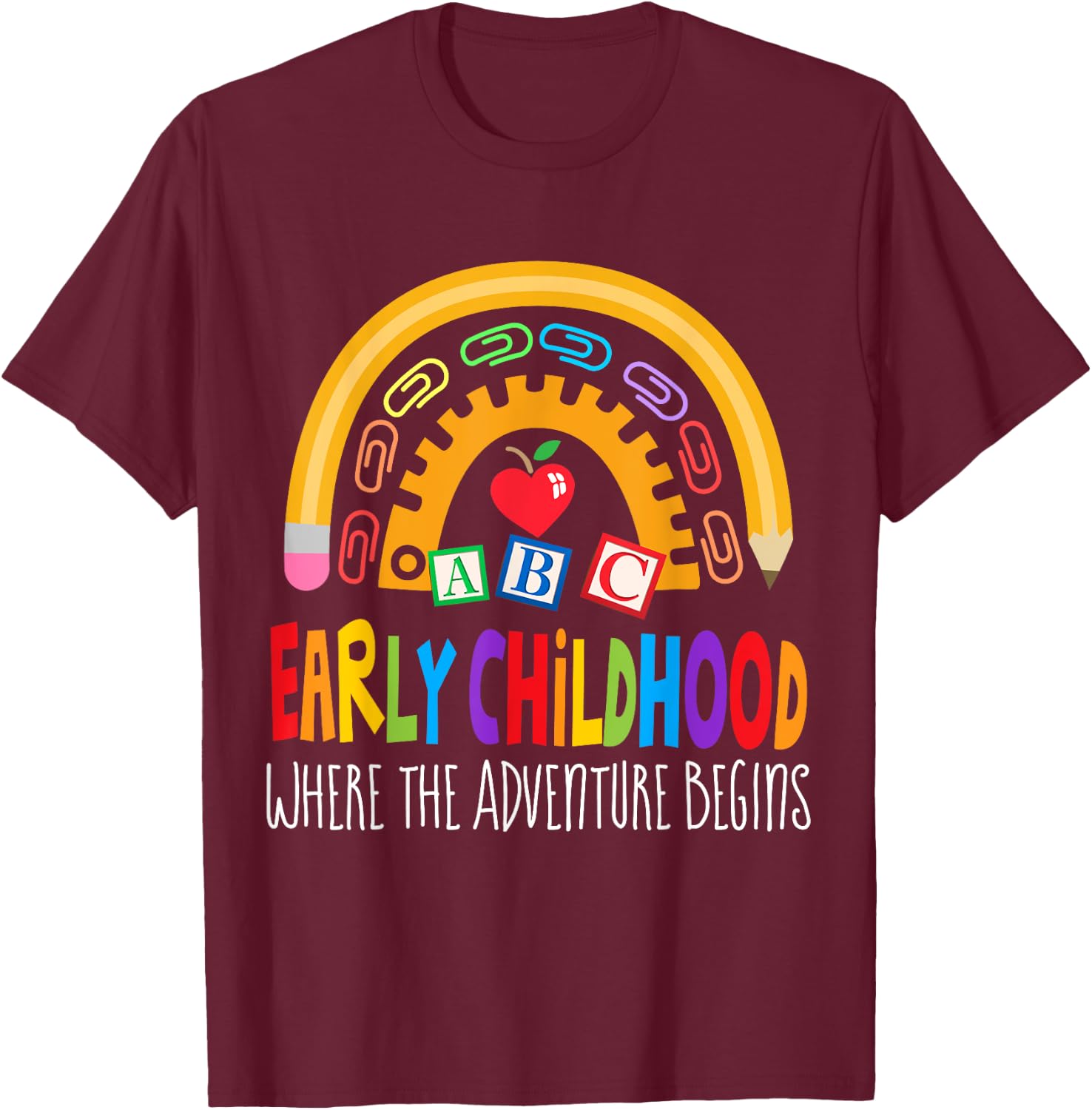 Teacher Early Childhood Education Preschool Head Start Crew T-Shirt - T-Shirt | Maroon
