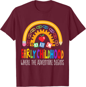 Teacher Early Childhood Education Preschool Head Start Crew T-Shirt - T-Shirt | Maroon