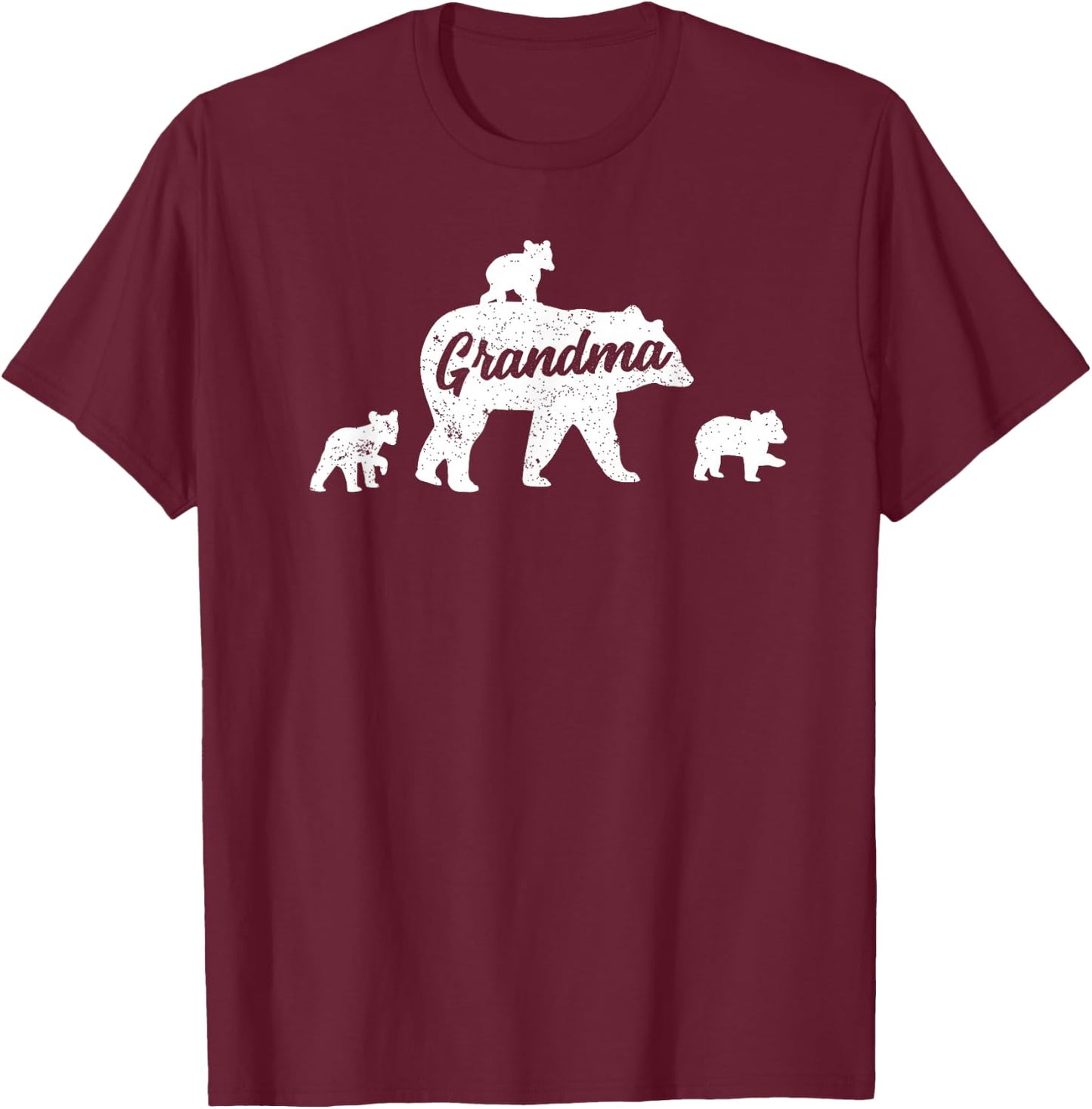 Vintage Grandma Bear 3 Cubs Mother's Day T-Shirt - T-Shirt | Maroon