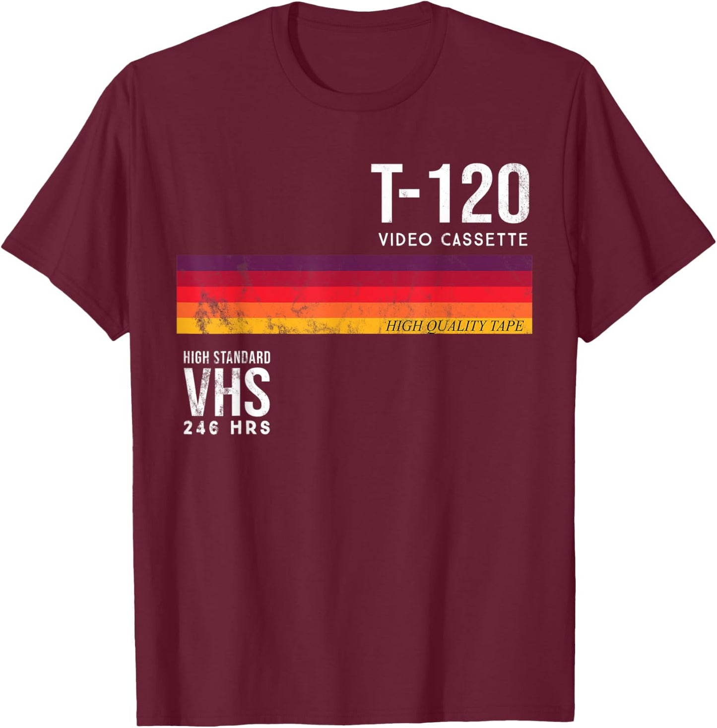Vintage 80s Video Cassette Tape VHS T-Shirt - T-Shirt | Maroon