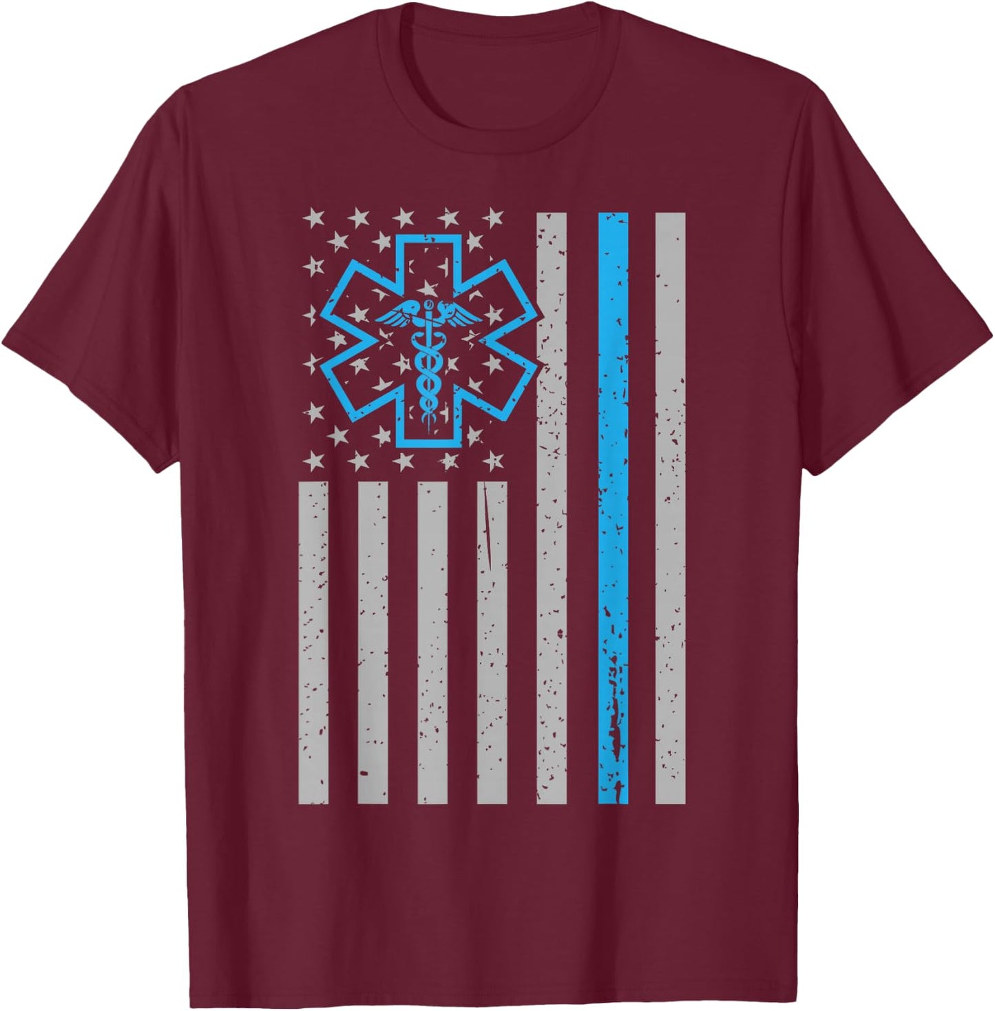 Thin White Line Shirt EMS EMT Paramedic American Flag T-Shirt - T-Shirt | Maroon