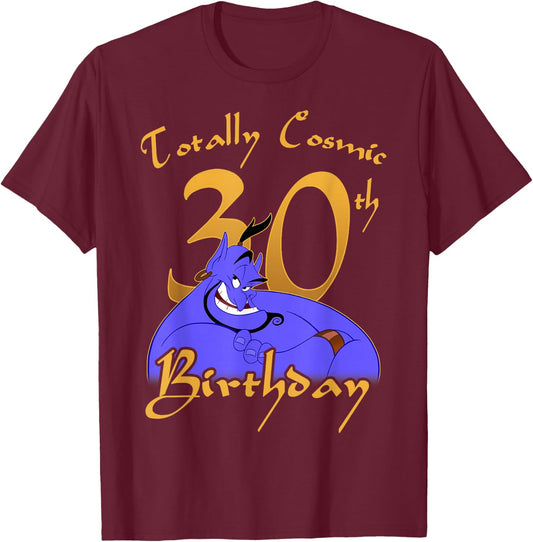 Disney Aladdin Genie Totally Cosmic 30th Birthday T-Shirt - T-Shirt | Maroon