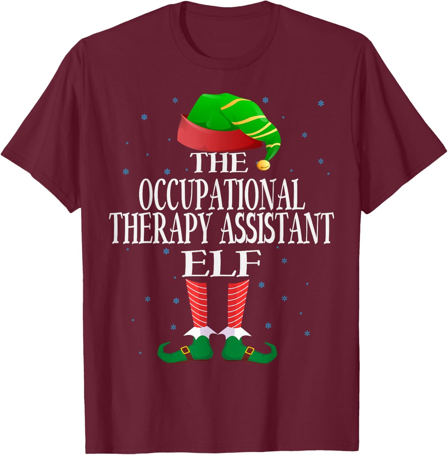 Occupational Therapy Assistant Elf Matching Pajama Christmas T-Shirt - T-Shirt | Maroon