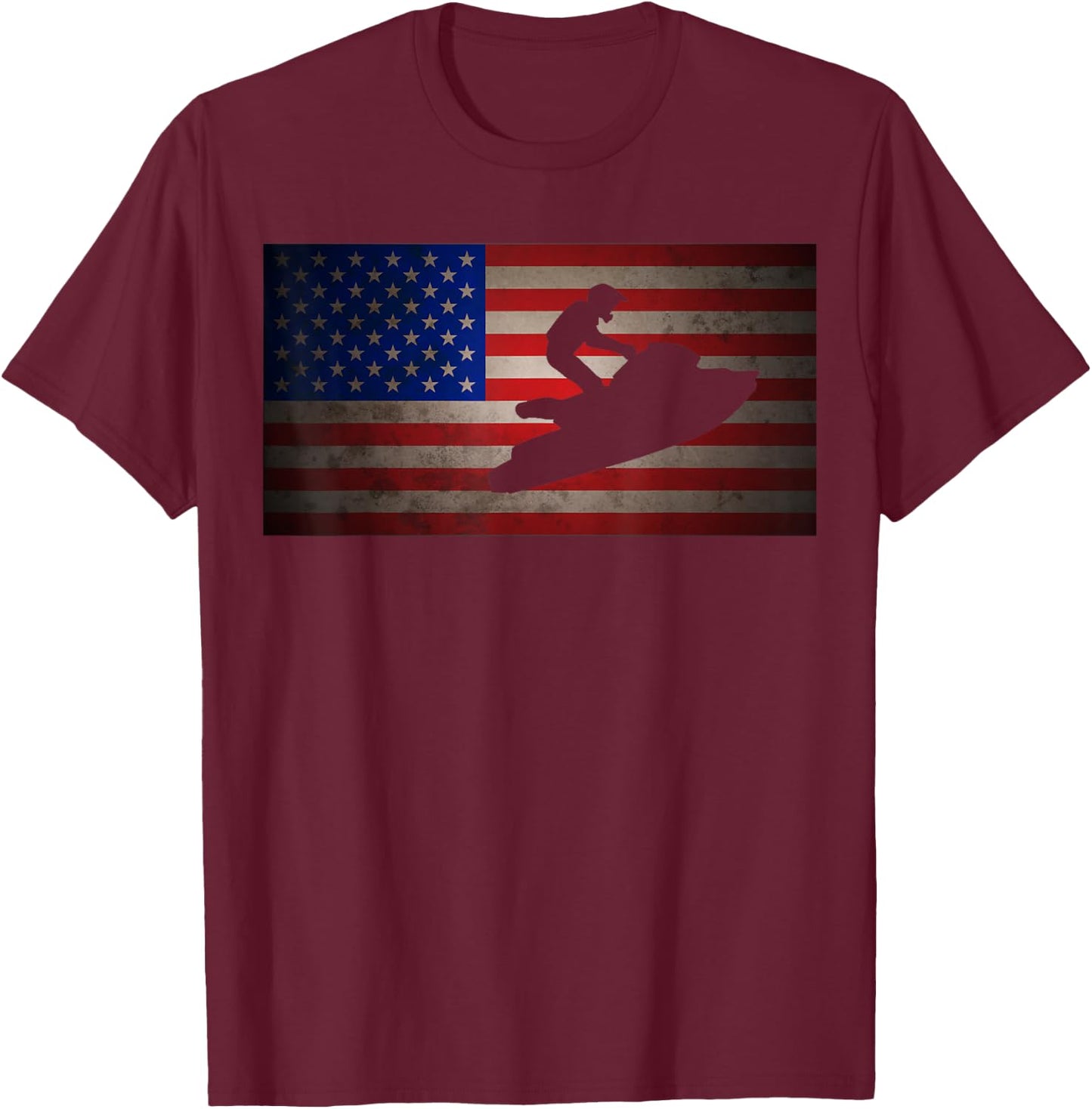 American Flag Jet Ski T Shirt - Cool Jet Ski Women Kids Men T-Shirt - T-Shirt | Maroon