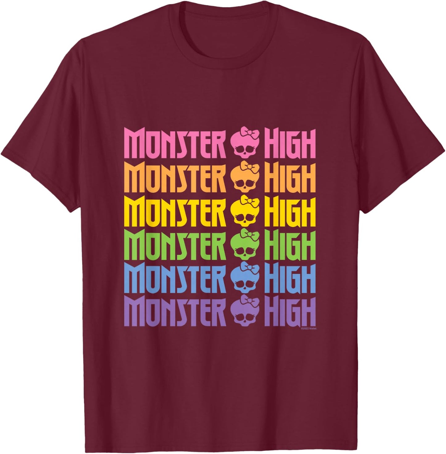 Monster High - Pride Stacked Rainbow Logo T-Shirt - T-Shirt | Maroon