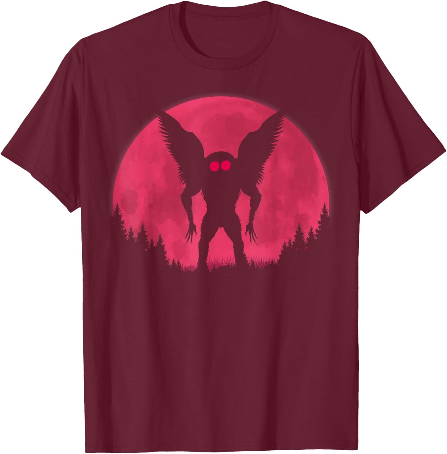 Mothman Moon! Funny Cryptid Women Kids! Moth man T-Shirt - T-Shirt | Maroon