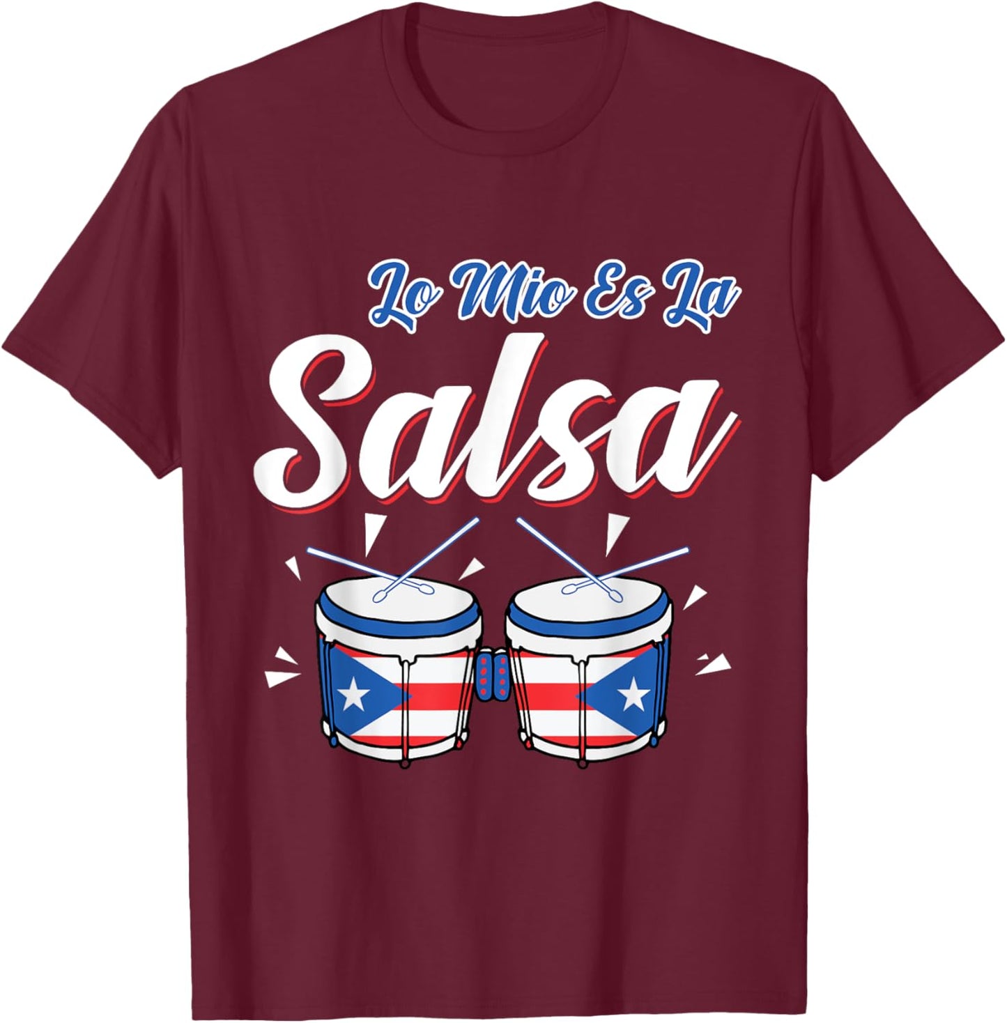 Salsa de Puerto Rico, Boricua Puerto Rican Pride Gift Music T-Shirt - T-Shirt | Maroon