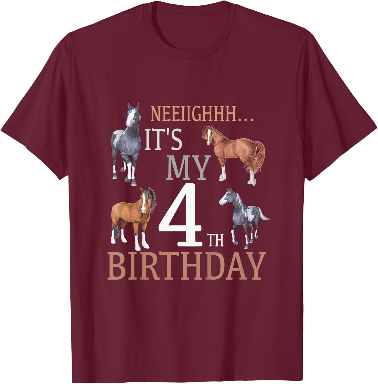 Its My 4th Birthday Shirt Horse Lover 4 Year Old Birthday T-Shirt - T-Shirt | Maroon