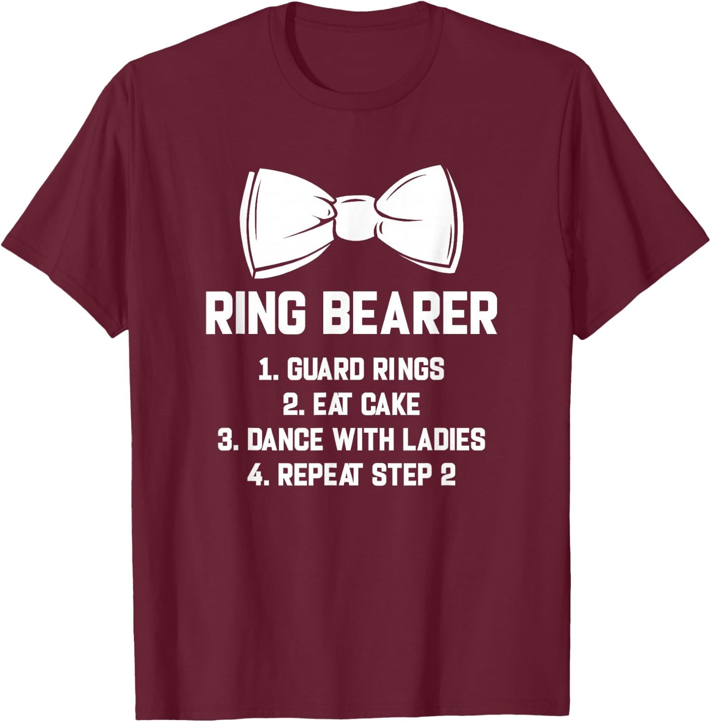 Ring Bearer Guard Rings Eat Cake Wedding Kids Boys T-Shirt - T-Shirt | Maroon