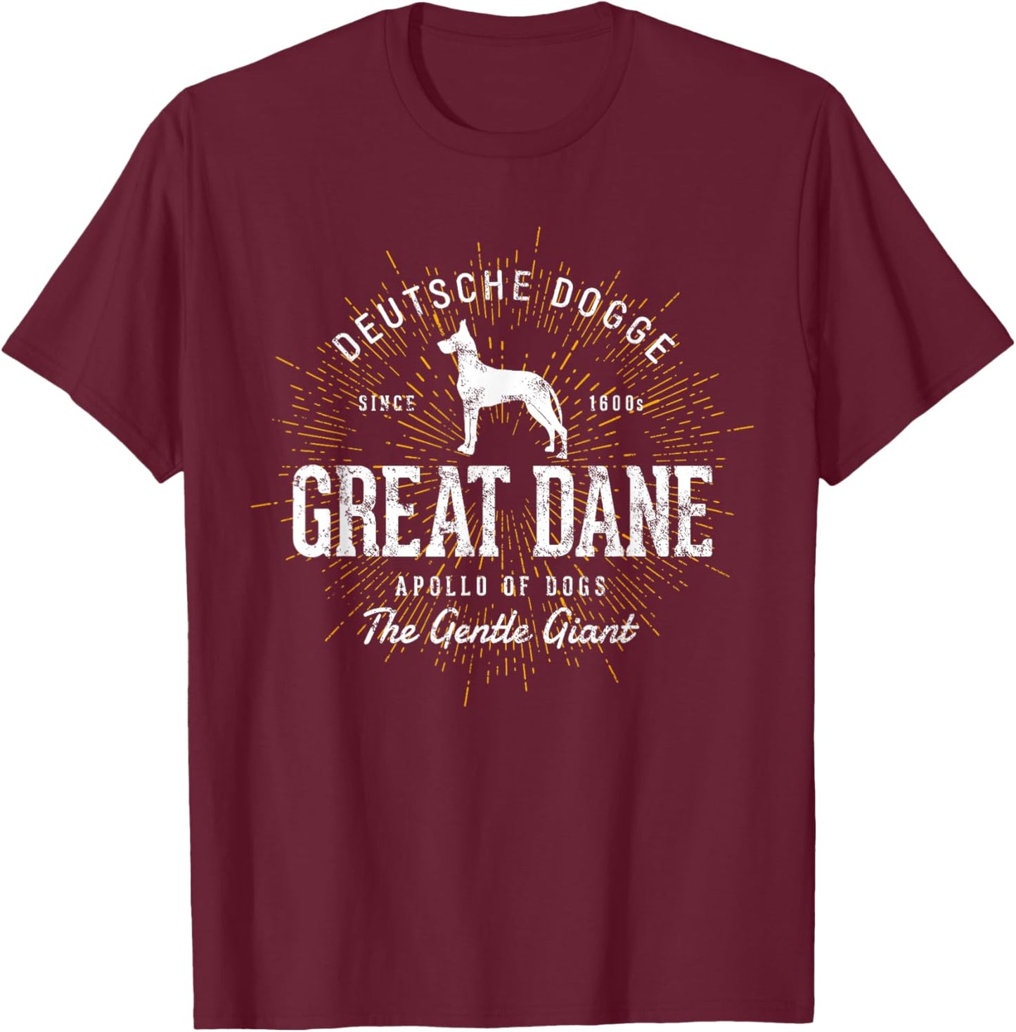 Vintage Style Retro Great Dane T-Shirt - T-Shirt | Maroon