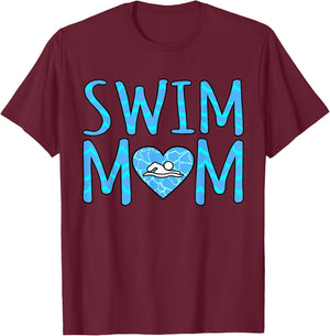 Swim Mom Funny Swimmer Swimming Coach Girls Women Graphic T-Shirt - T-Shirt | Maroon