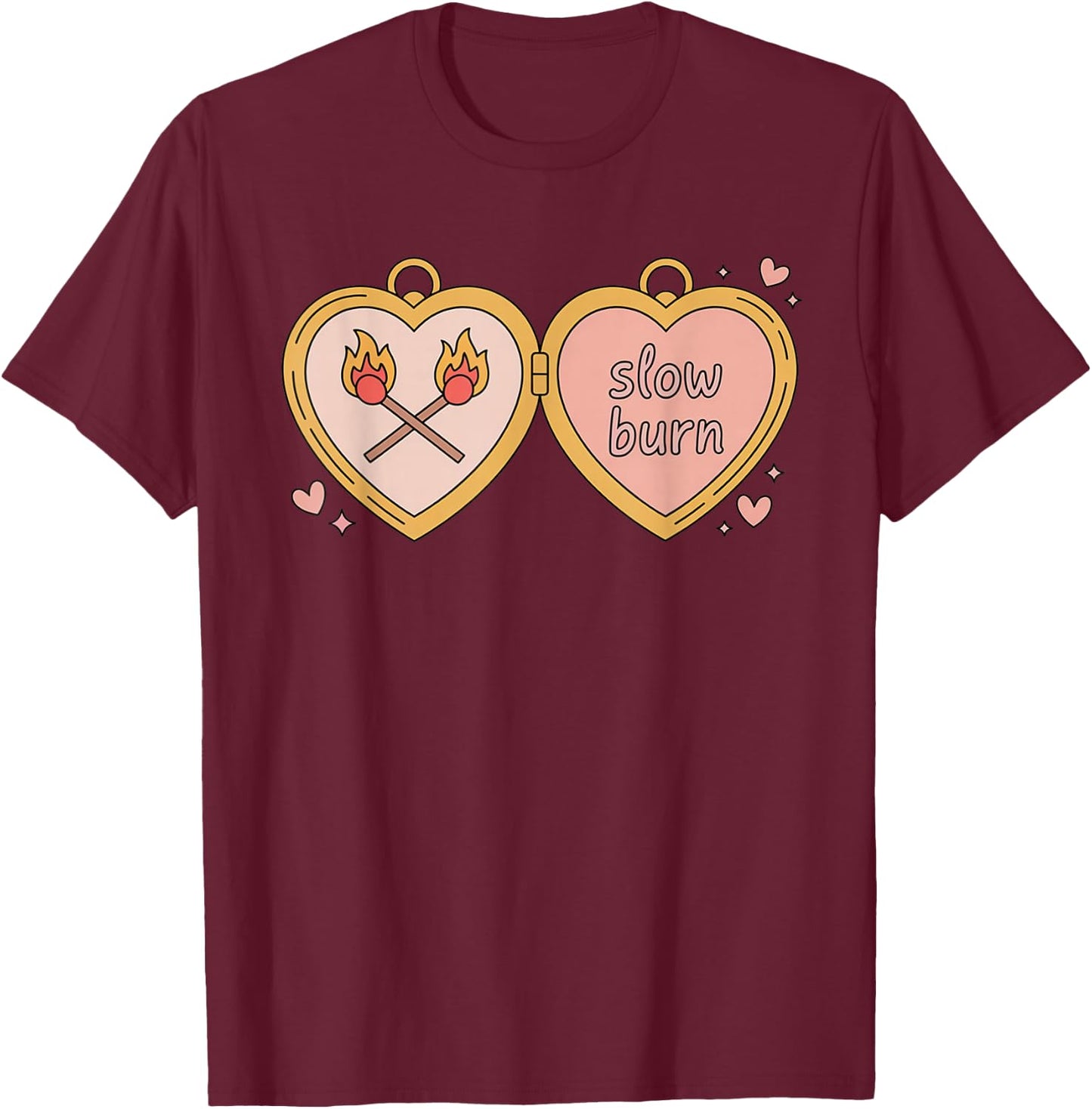 Slow Burn Romance Book Lover T-Shirt - T-Shirt | Maroon