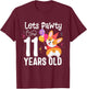 Lets Pawty I'm 11 Year Old Corgi Dog Lover 11th Birthday Kid T-Shirt - T-Shirt | Maroon