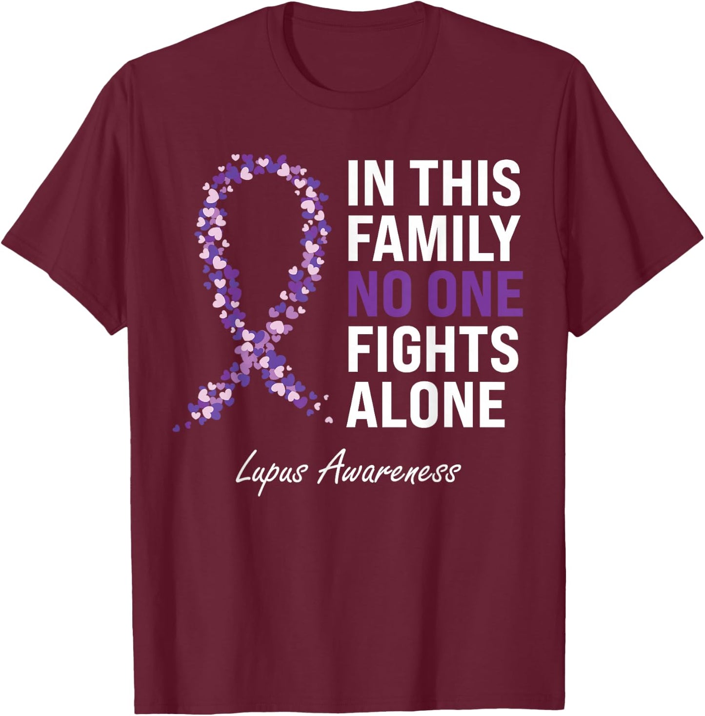 Lupus Awareness Purple Ribbon T-Shirt - T-Shirt | Maroon