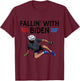 Joe Biden falling off bicycle Biden bike meme funny T-Shirt - T-Shirt | Maroon
