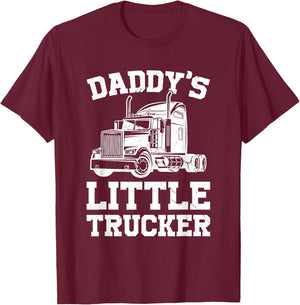 Daddys Little Trucker Semi Truck Trucking Boys Girls T-Shirt - T-Shirt | Maroon