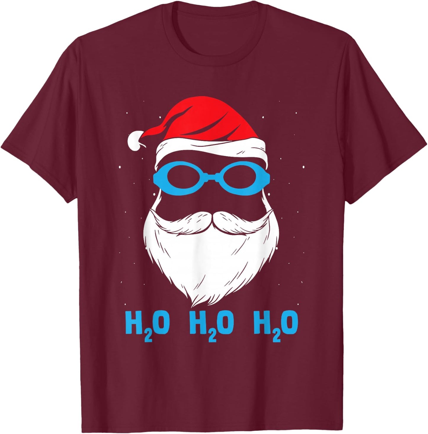 H2o H2o H2o Santa Claus Swimming Santa Hat Swimming Lover T-Shirt - T-Shirt | Maroon