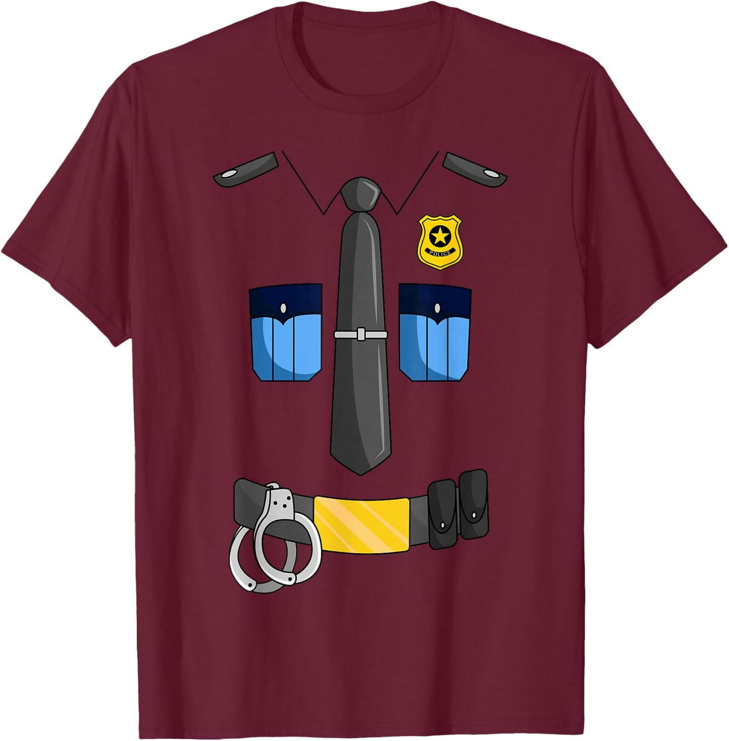 Police Officer Costume Policeman Cop Sheriff Halloween T-Shirt - T-Shirt | Maroon