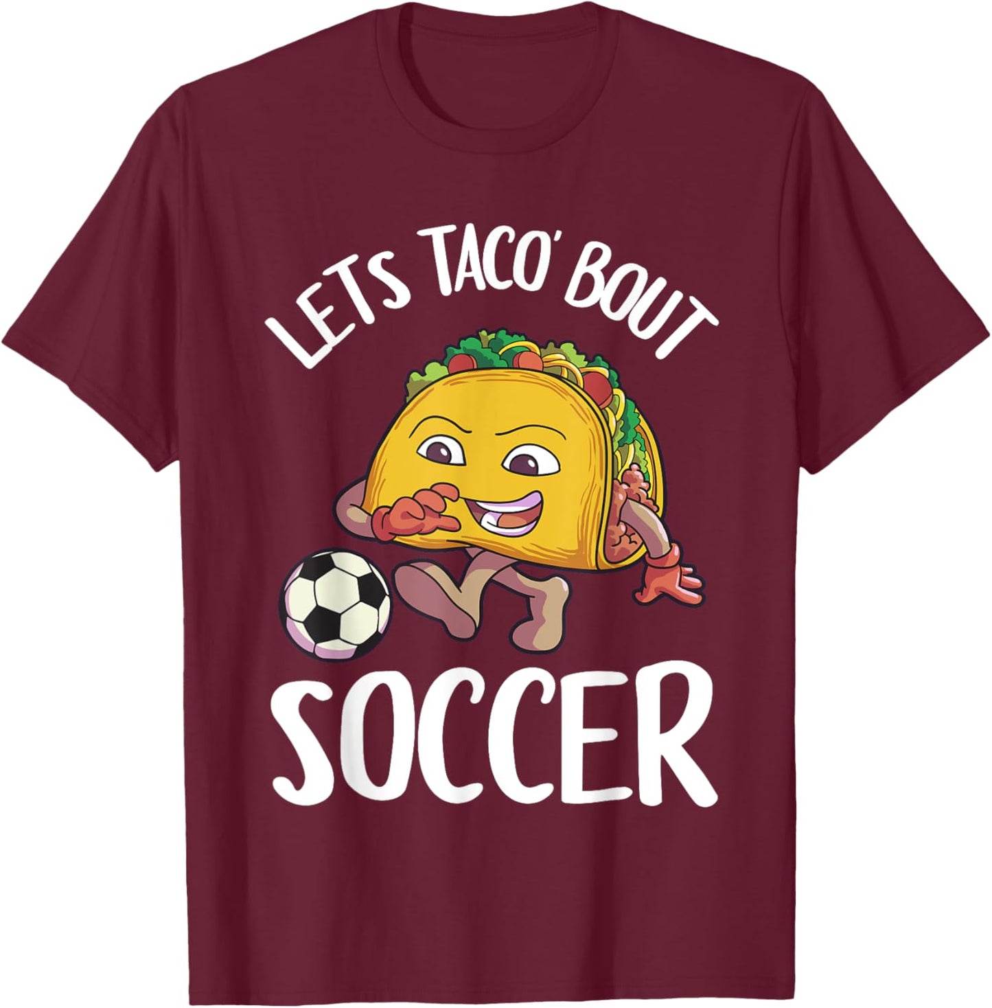 Funny Soccer Shirt Kids Men Taco Lover Gift T-Shirt - T-Shirt | Maroon