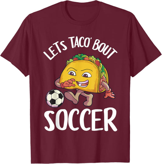 Funny Soccer Shirt Kids Men Taco Lover Gift T-Shirt - T-Shirt | Maroon