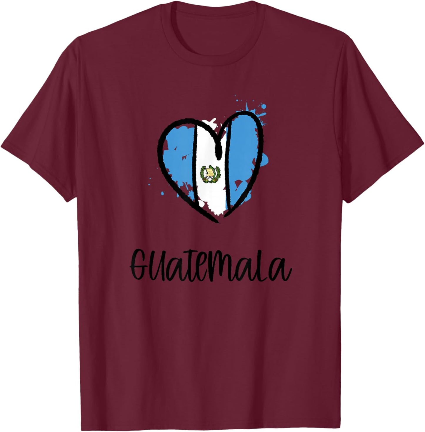 Guatemala Heart Art Northern America Spanish Guatemalan Gift T-Shirt - T-Shirt | Maroon