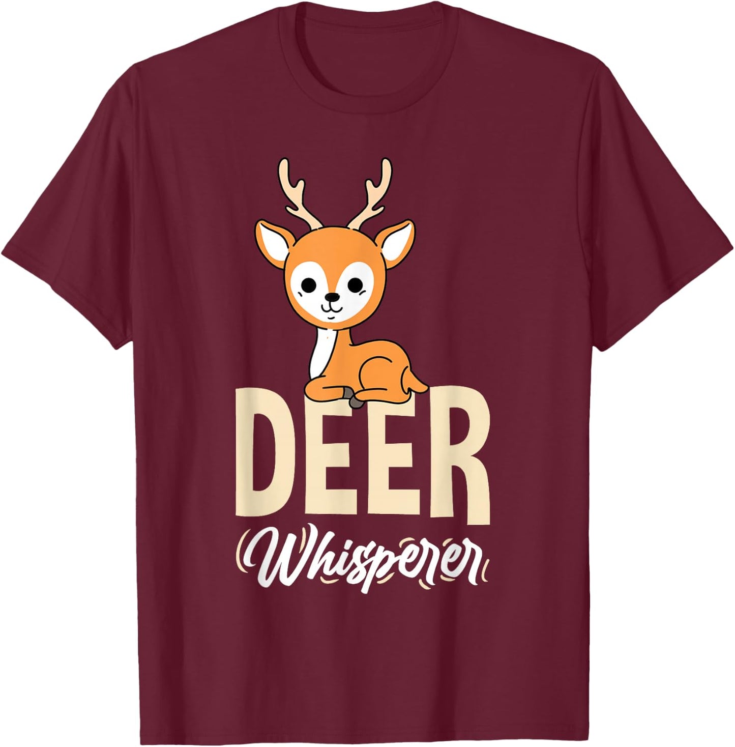 Kawaii Deer Whisperer T-Shirt - T-Shirt | Maroon