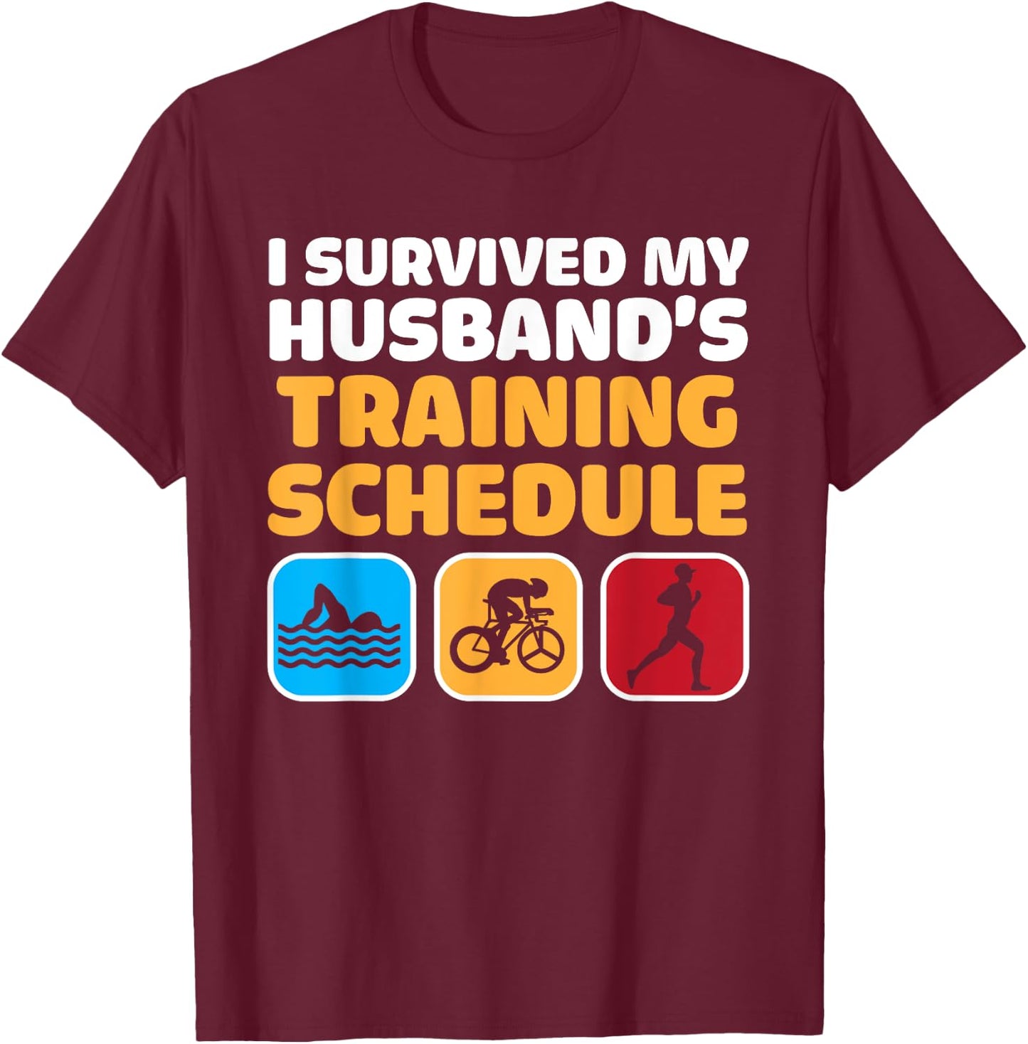 Triathlon Art Women Wife Triathlete Swim Bike Run Athletes T-Shirt - T-Shirt | Maroon