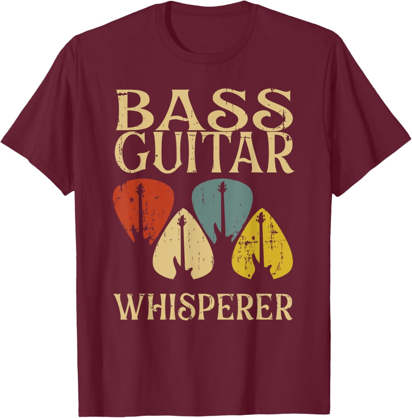 Vintage Bass Guitar Whisperer Funny Bassist Gift Men Women T-Shirt - T-Shirt | Maroon