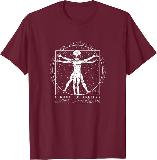 Funny Alien Artwork For An Ancient Astronaut Theorist T-Shirt - T-Shirt | Maroon