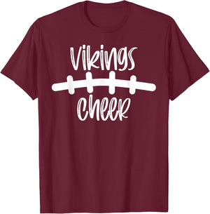 Vikings Cheer School Spirit Football Team Mascot Game Night T-Shirt - T-Shirt | Maroon
